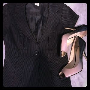 Short Sleeve Pinstriped Blazer...